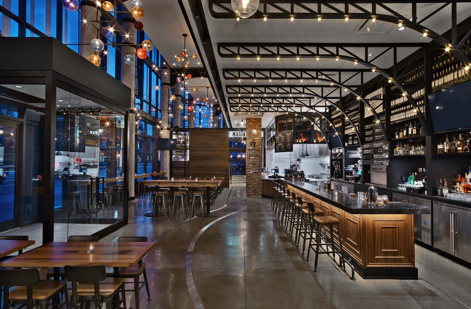 Gotham Market at The Ashland with a bar and communal seating